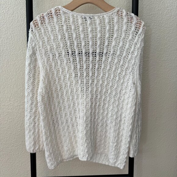 J. Jill Cotton Linen Open Knit Cardigan Size Large - Picture 6 of 6